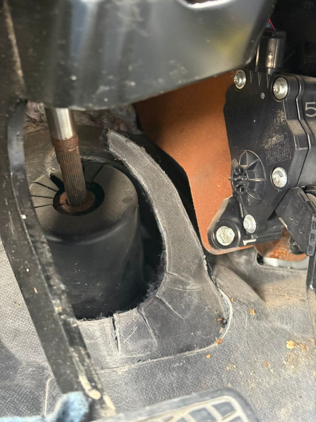 Pedal area corrosion flood damage